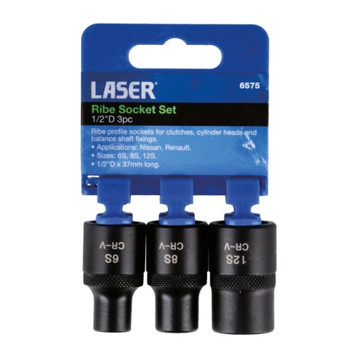 Laser Tools Ribe Socket Set 1/2"D 3pc - MPN 6575
