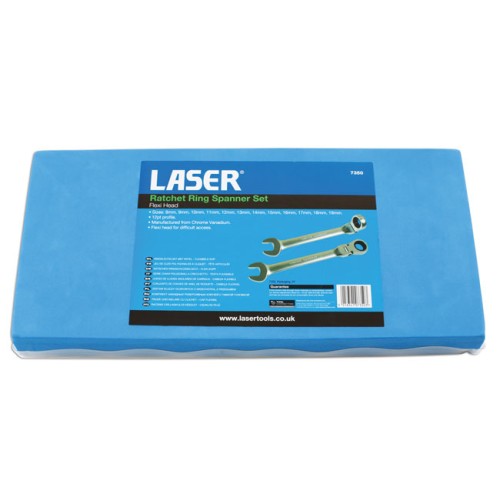 Laser Tools Flexi-Head Ratchet Ring Spanner Set - MPN 7350