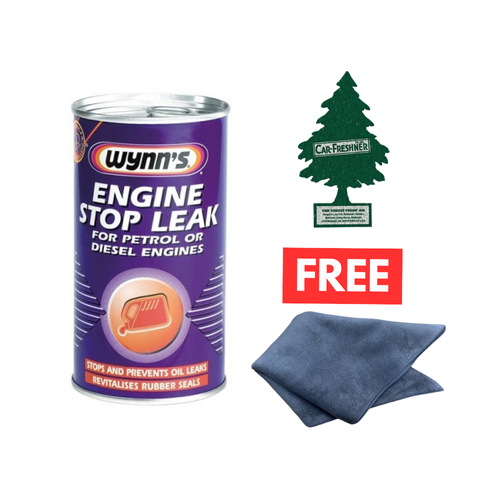 Wynns 50664 Engine Stop Leak 325ml + Large Microfibre Cloth & FREE Air Freshener