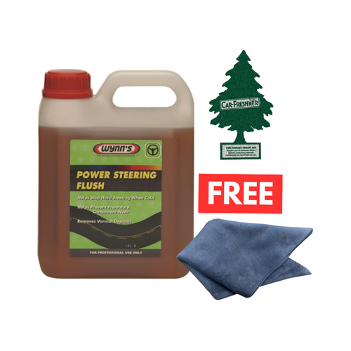 Wynns Power Steering Flush 1.9L+ Large Microfibre Cloth & FREE Air Freshener