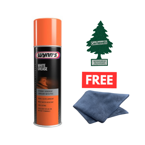 Wynn’s White Grease Spray 500ml + Large Microfibre Cloth & FREE Air Freshener