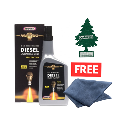 Wynns Diesel System Treatment 500ml + Microfibre Cloth & FREE Air Freshener