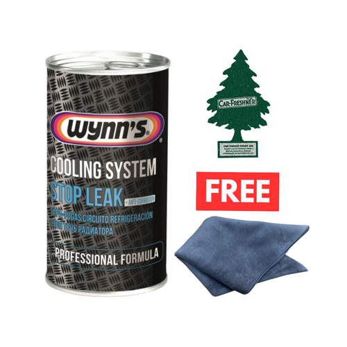 Wynns Cooling System Stop Leak 325ml + Microfibre Cloth & FREE Air Freshener