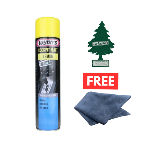 Wynn’s Lemon Dashboard Cleaner 600ml + Microfibre Cloth & FREE Air Freshener
