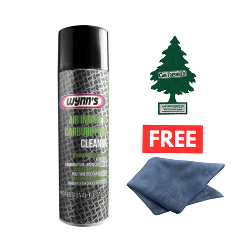 Wynns Air Intake & Carburettor Cleaner + Microfibre Cloth & FREE Air Freshener