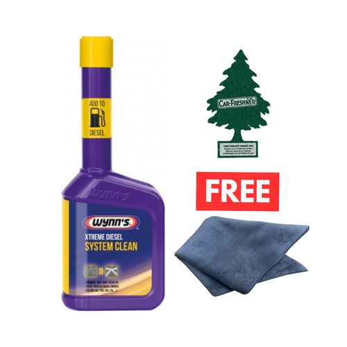 Wynns Xtreme Diesel System Clean 325ml + Microfibre Cloth & FREE Air Freshener