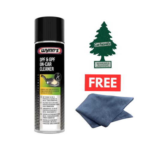 Wynns DPF & GPF On-Car Cleaner + Large Microfibre Cloth & FREE Air Freshener